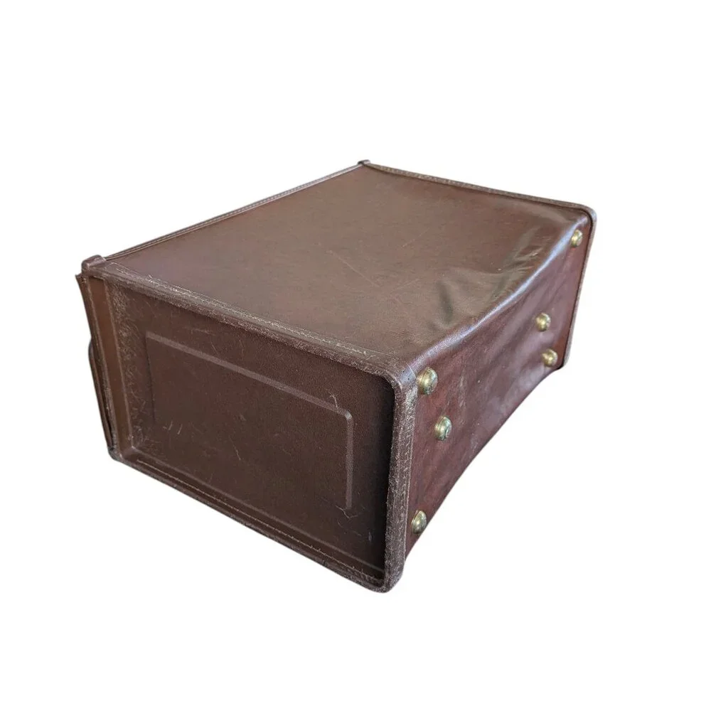 Vintage Faux Leather Banker's Box - Double Hinged Briefcase